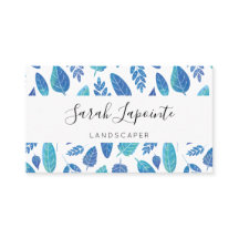 Blue Watercolor Löv Mönster