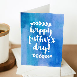 Blue Watercolor Lycklig Fars dag Kort