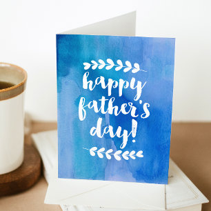 Blue Watercolor Lycklig Fars dag Kort