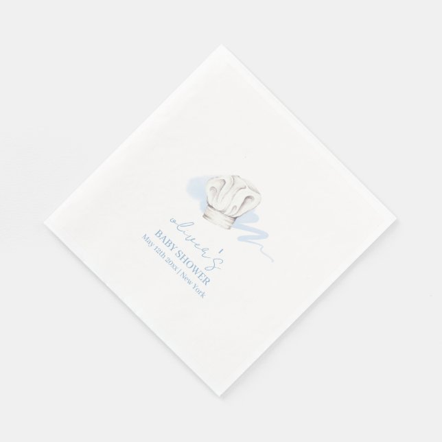 Blue Watercolor Modern Little Chef Baby Shower Pappersservett (Hörn)