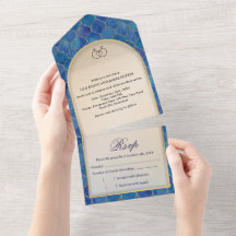 Blue Watercolor Moroccan Pattern Wedding
