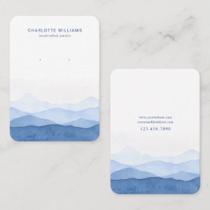 Blue Watercolor Mountain Jewelry Card Visitkort
