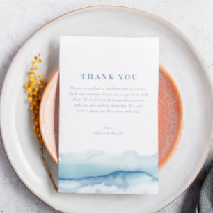 Blue Watercolor Ocean Wedding Thank You Note Meddelande Vykort