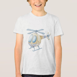 Blue Watercolor Retro Helicopter Nursery Baby Boy T Shirt