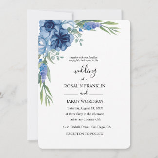 blue watercolor rustic wedding inbjudningar