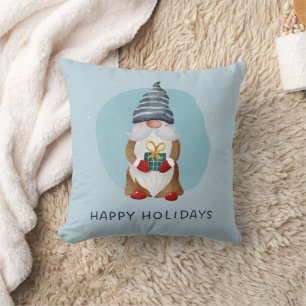 Blue Watercolor Scandinavian jul Gnome Kudde