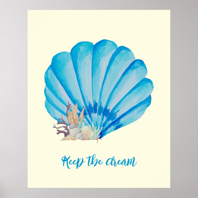 Blue Watercolor Seashell, inspirationsoffert Pots Poster (Framsidan)