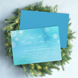 Blue Watercolor Snöflingor Baby Shower Inbjudningar