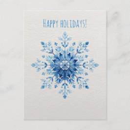 Blue watercolor snowflake, Christmas  Helg Vykort