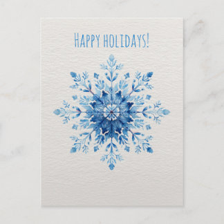 Blue watercolor snowflake, Christmas Helg Vykort