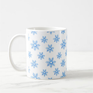 Blue Watercolor Snowflake Mönster Kaffemugg