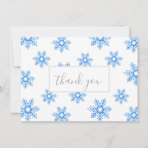 Blue Watercolor Snowflake Mönster Tack Kort