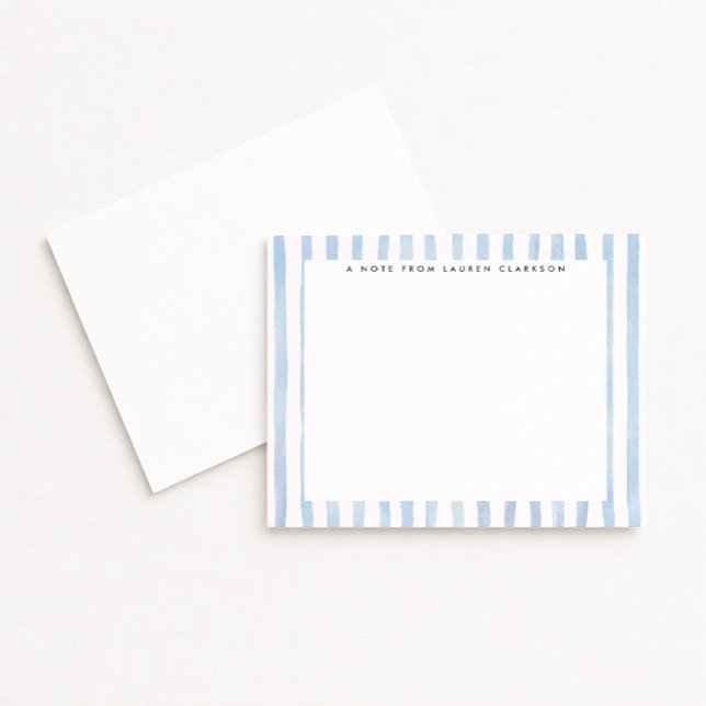 Blue Watercolor Striped Stationery Note Card Inbjudningar (Skapare uppladdad)