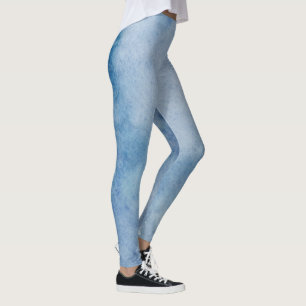 Blue Watercolor Struktur Leggings