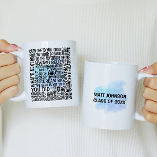 Blue Watercolor Studenten Typography Mugg för Him