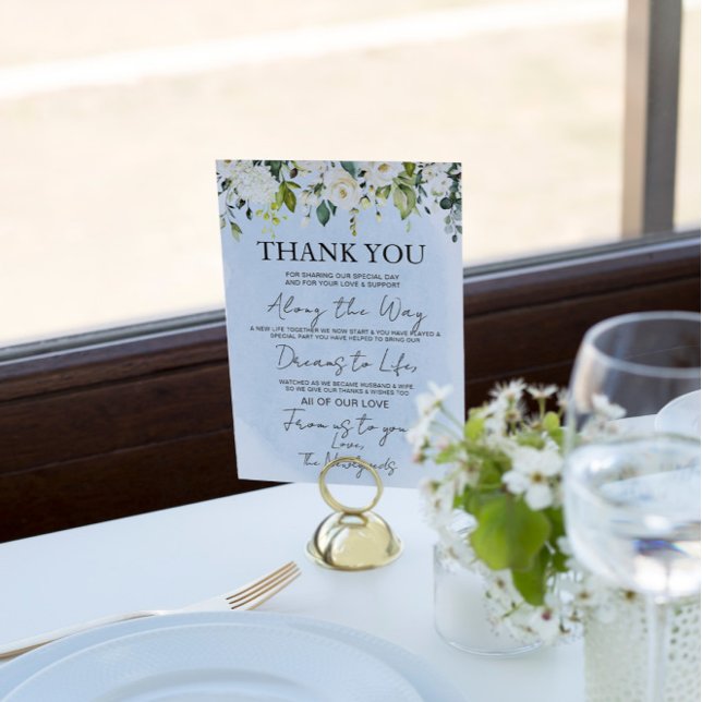 Blue Watercolor Vit ros Bröllop Tack (Skapare uppladdad)