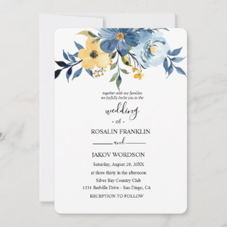 blue watercolor wedding Invitation Inbjudningar