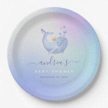 Blue Watercolor Whale Sea Theme Baby Shower Ocean