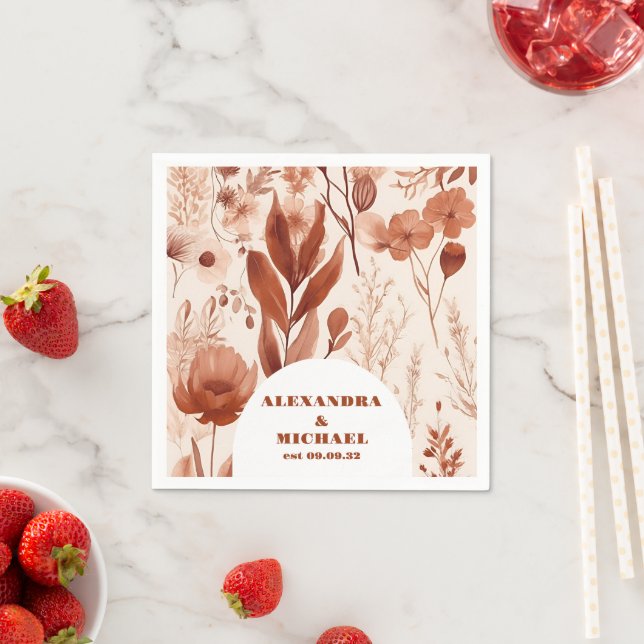 Blue Watercolor Wildblomma Bröllop Pappersservett (Insitu)