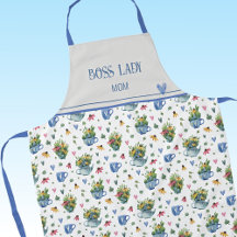 Blue Watercolor Wildblomma Tea Party Mönster