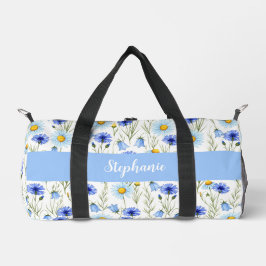 Blue Watercolor Wildflower Monogram Name