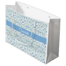 Blue watercolor wildflowers custom name