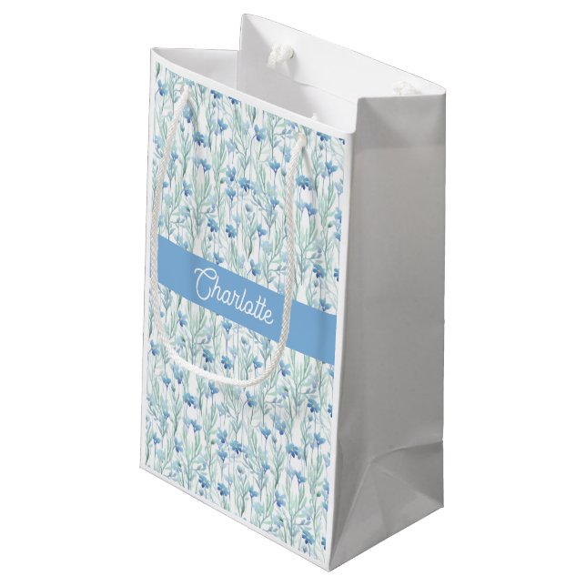 Blue watercolor wildflowers custom name (Baksidan Vinklad)