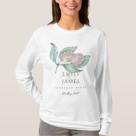 BLUE WATERCOLOU FOLIAGE OLIVE BRIDE TILLSAMMANS SE T-SHIRT