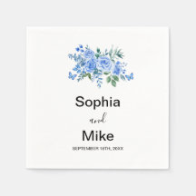 Blue Watercolour Floral and Butterflies Wedding