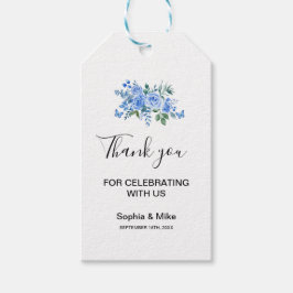 Blue Watercolour Floral and Butterflies Wedding Presentetikett