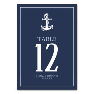 Blue Wave Anchor Bröllop Wht/Navy ID836 Bordsnummer