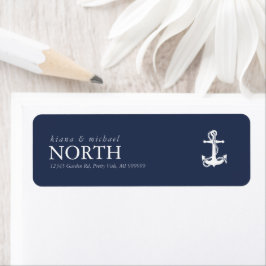 Blue Wave Anchor Bröllop Wht/Navy ID836 Returadress Etikett