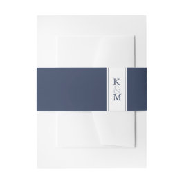 Blue Wave Bröllop Wht/Navy ID836 Band För Inbjudningskort