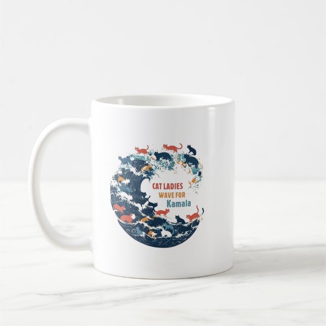Blue Wave Cat for Kamala T-Shirt Kaffemugg (Vänster)
