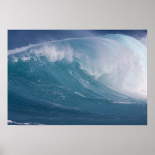 Blue wave crashing, Maui, Hawaii, USA Poster
