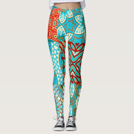 BLUE WAVE DESIGNER COLLAGE LEGGINGS