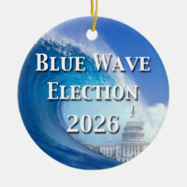 Blue Wave Election 2026 Julgransprydnad Keramik