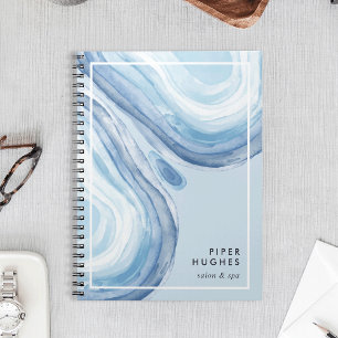 Blue Wave Geode Anteckningsbok Med Spiral