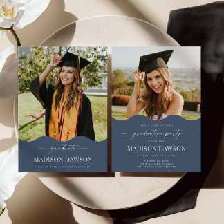 Blue Wave Graduation Party Invite Announcement Inbjudningar