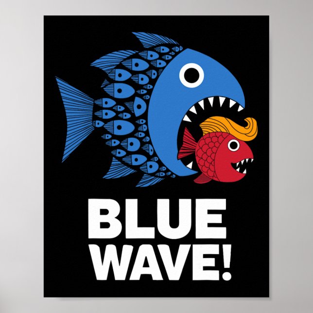 Blue Wave Kamala Funny Big Fish Eat Little Fish Tr Poster (Framsidan)