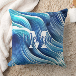 Blue Wave Mönster Kudde