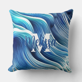 Blue Wave Mönster Kudde