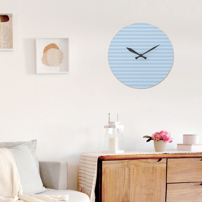 Blue Wave Pattern Wall clock Stor Klocka (Skapare uppladdad)