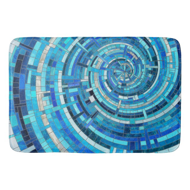Blue Wave Spiral Mosaic Badrumsmatta (Framsidan)