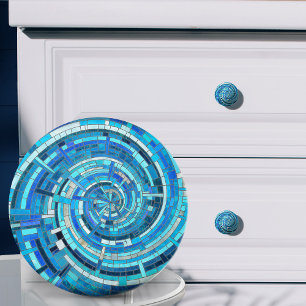 Blue Wave Spiral Mosaic Knopp