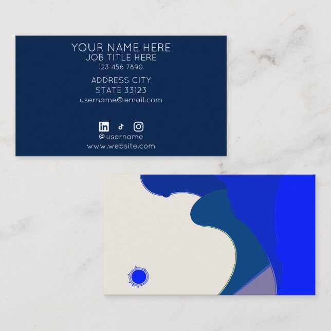 Blue Waves Business Card Visitkort (Fram/baksida)