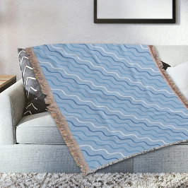 Blue Waves Pattern Throw Blanket Filt