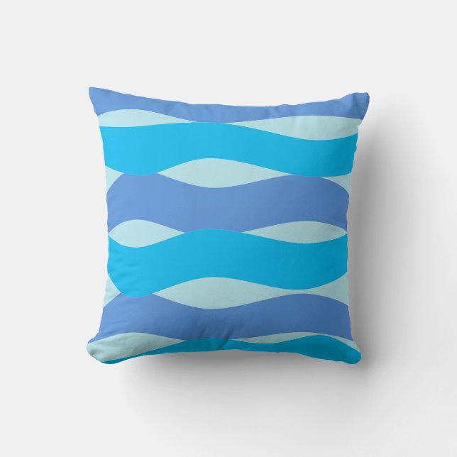 Blue Waves Pattern Throw Pillow Kudde (Framsida)