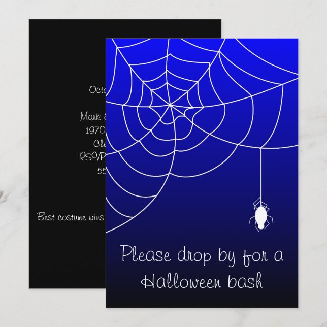 Blue Web of Fright Halloweenfest  Inbjudningar (Fram/baksida)