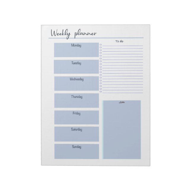 Blue Weekly Planner Anteckningsblock (Roterad)